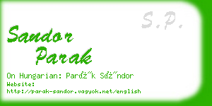 sandor parak business card